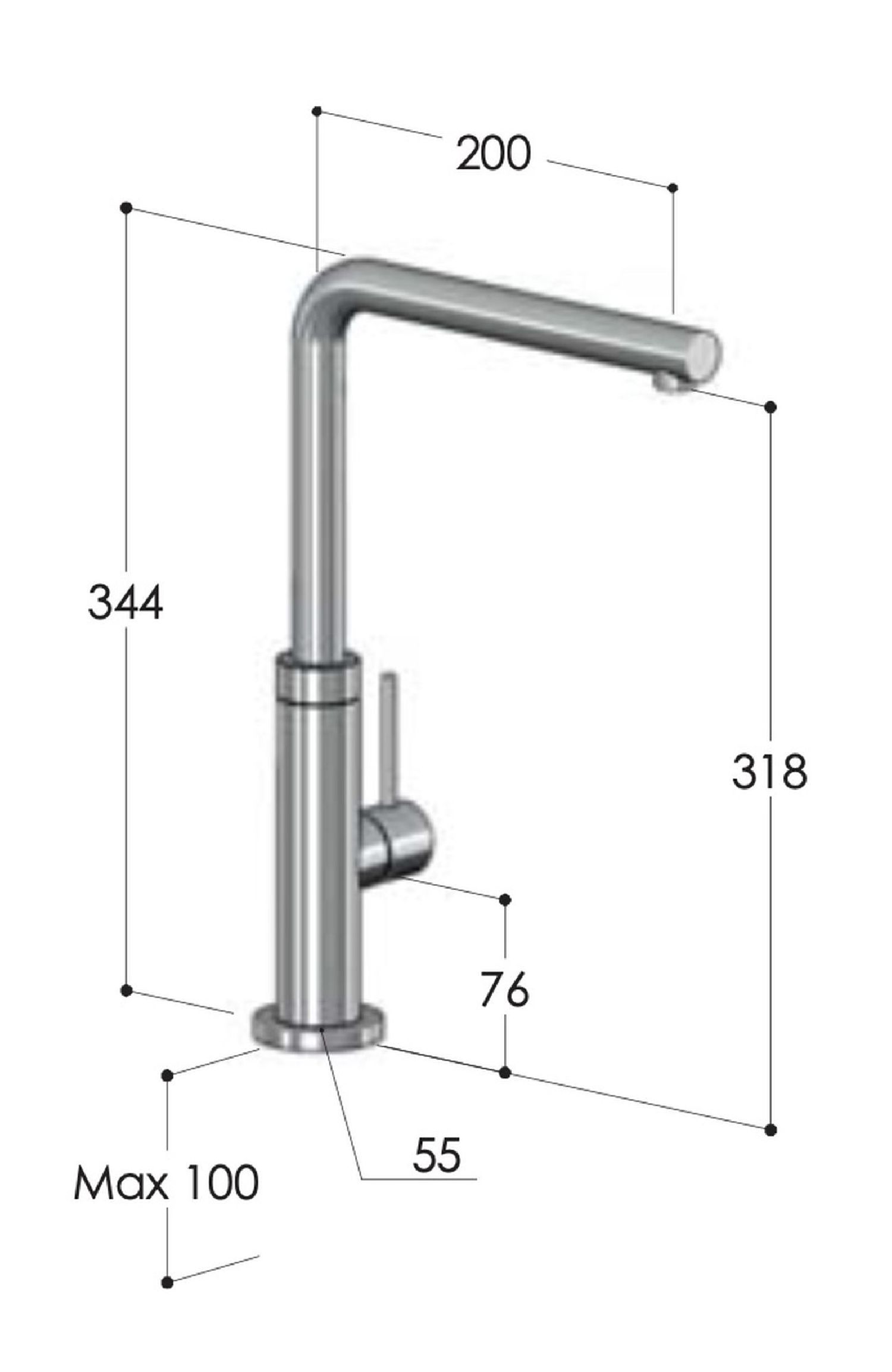 Robinet cuisine inox 316 - Waterline - K35.L de Fontealta