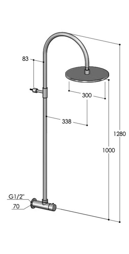 Douche murale extérieure inox - CLUB Large W257C - Fontealta