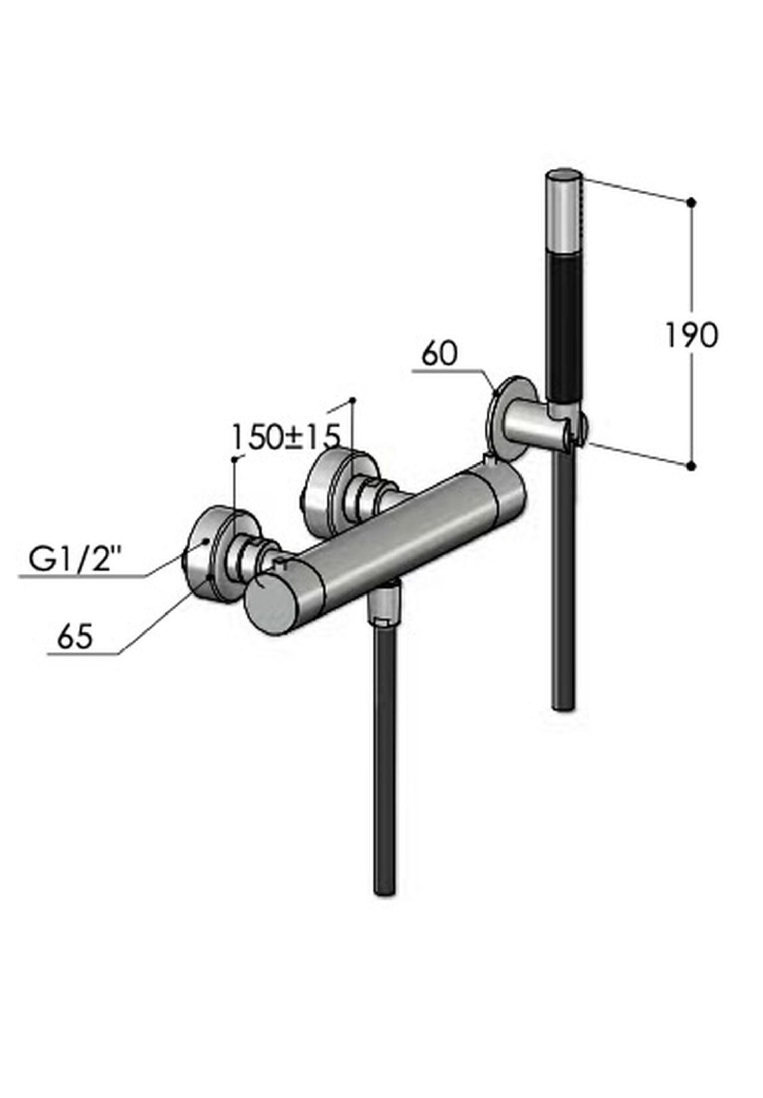Mitigeur mural inox 316 avec douchette WX54.SK Fontealta