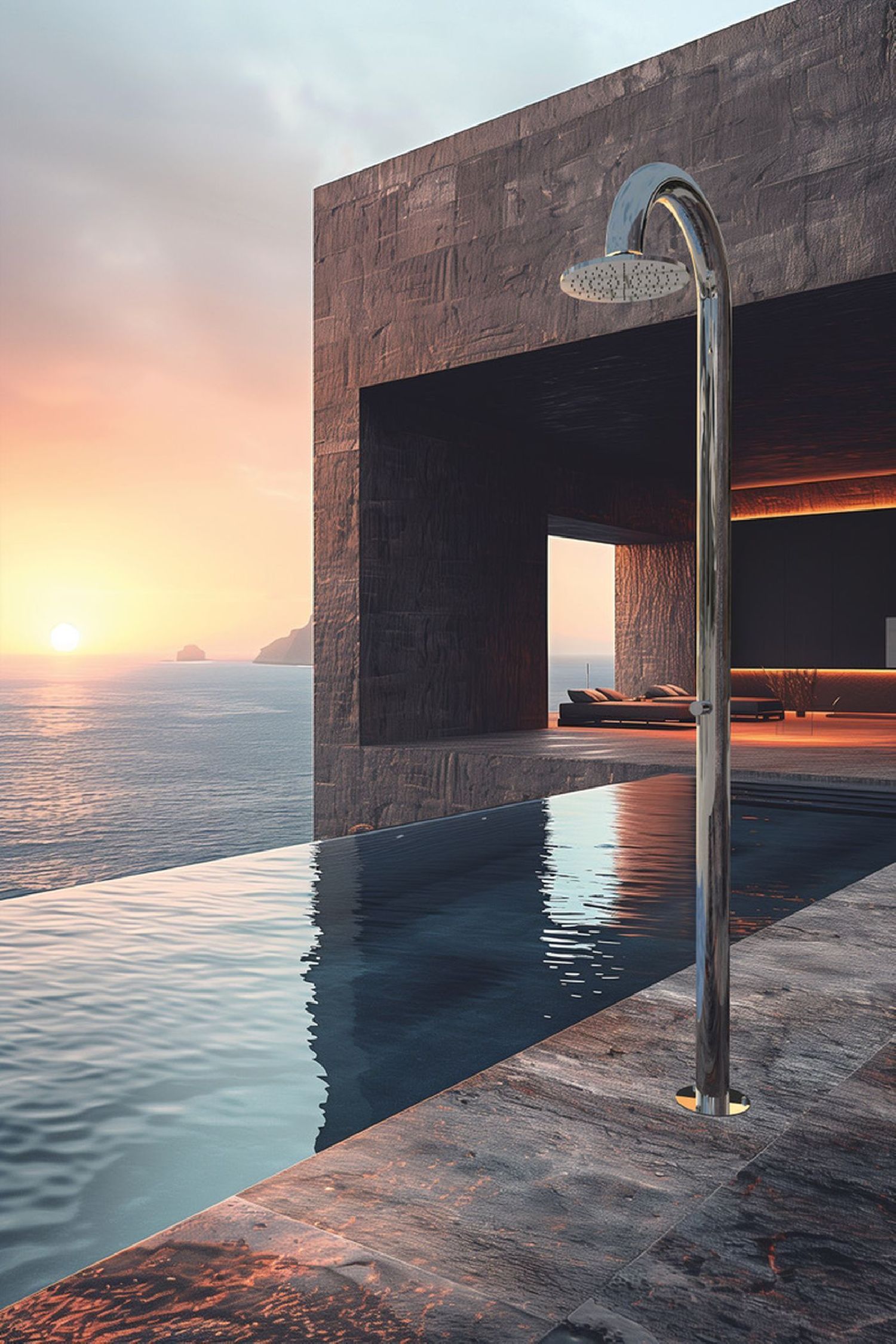 Douche extérieure design en inox Club Large CL90 de Fontealta