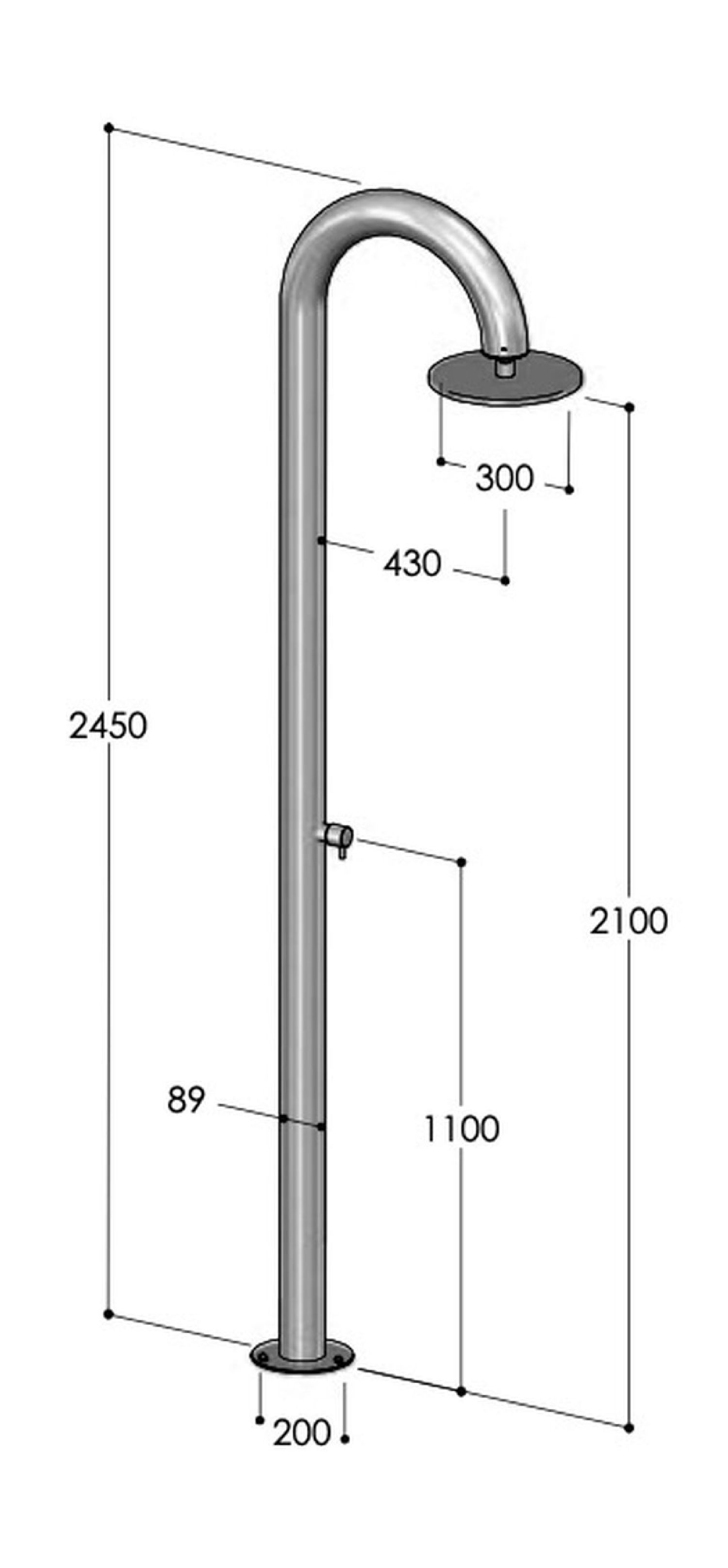 Douche extérieure design en inox Club Large CL90 de Fontealta