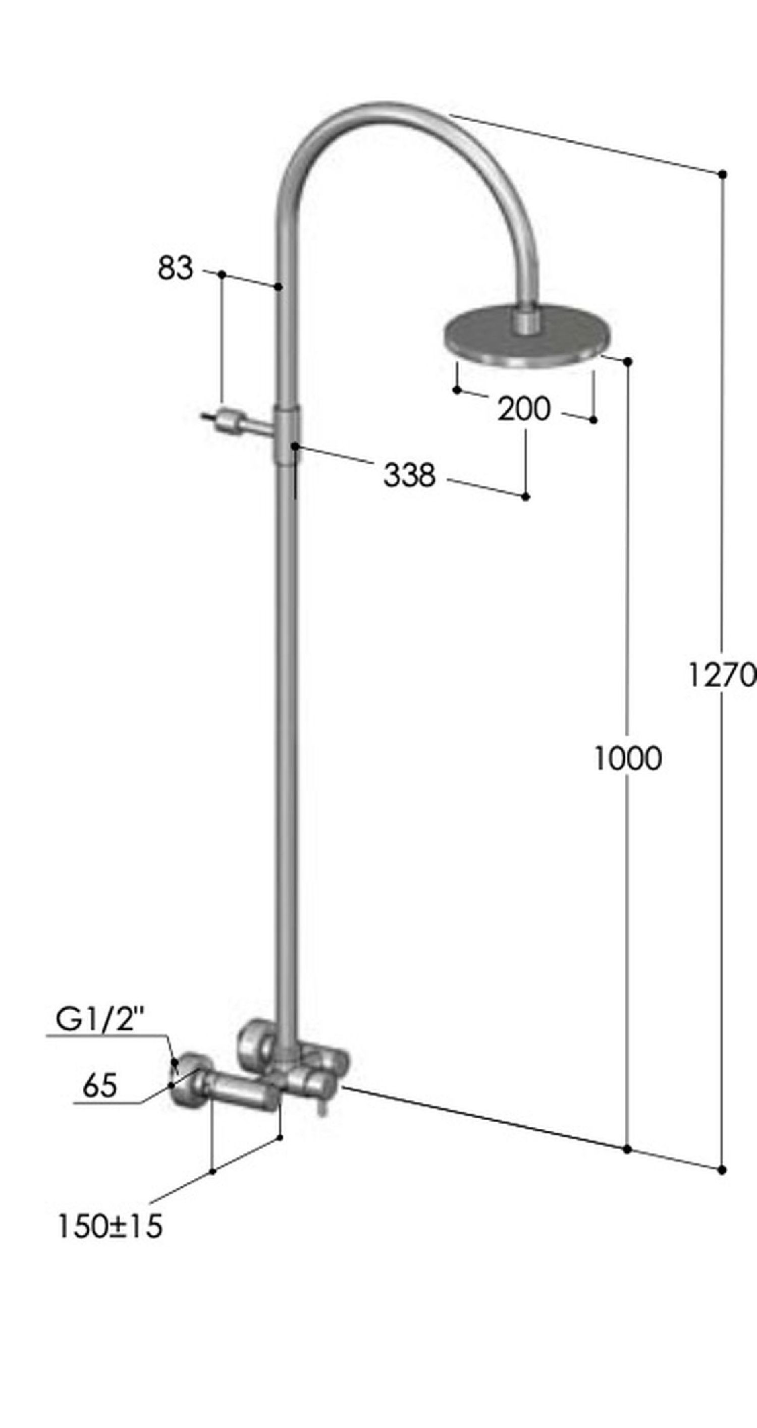 Douche murale outdoor origo W983 inox 316 de Fontealta