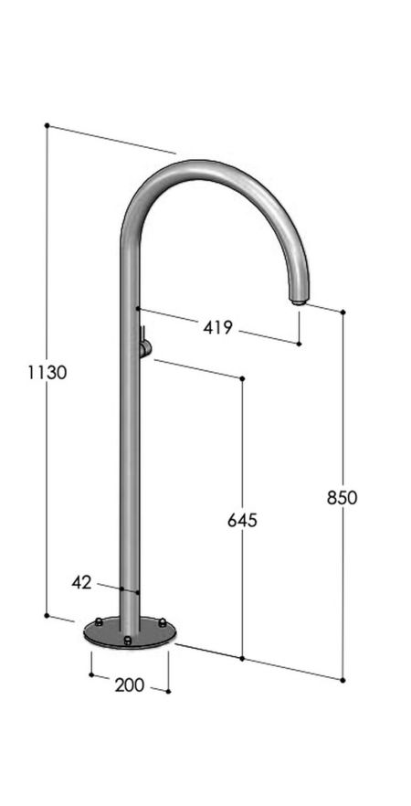 Mitigeur colonne sur pied en inox pour baignoire - Origo C40 V M - Fontealta