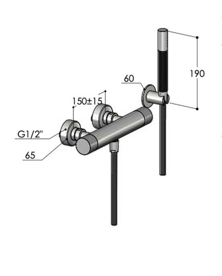 Mélangeur mural inox avec douchette - Boss - WX44.SK - Fontealta
