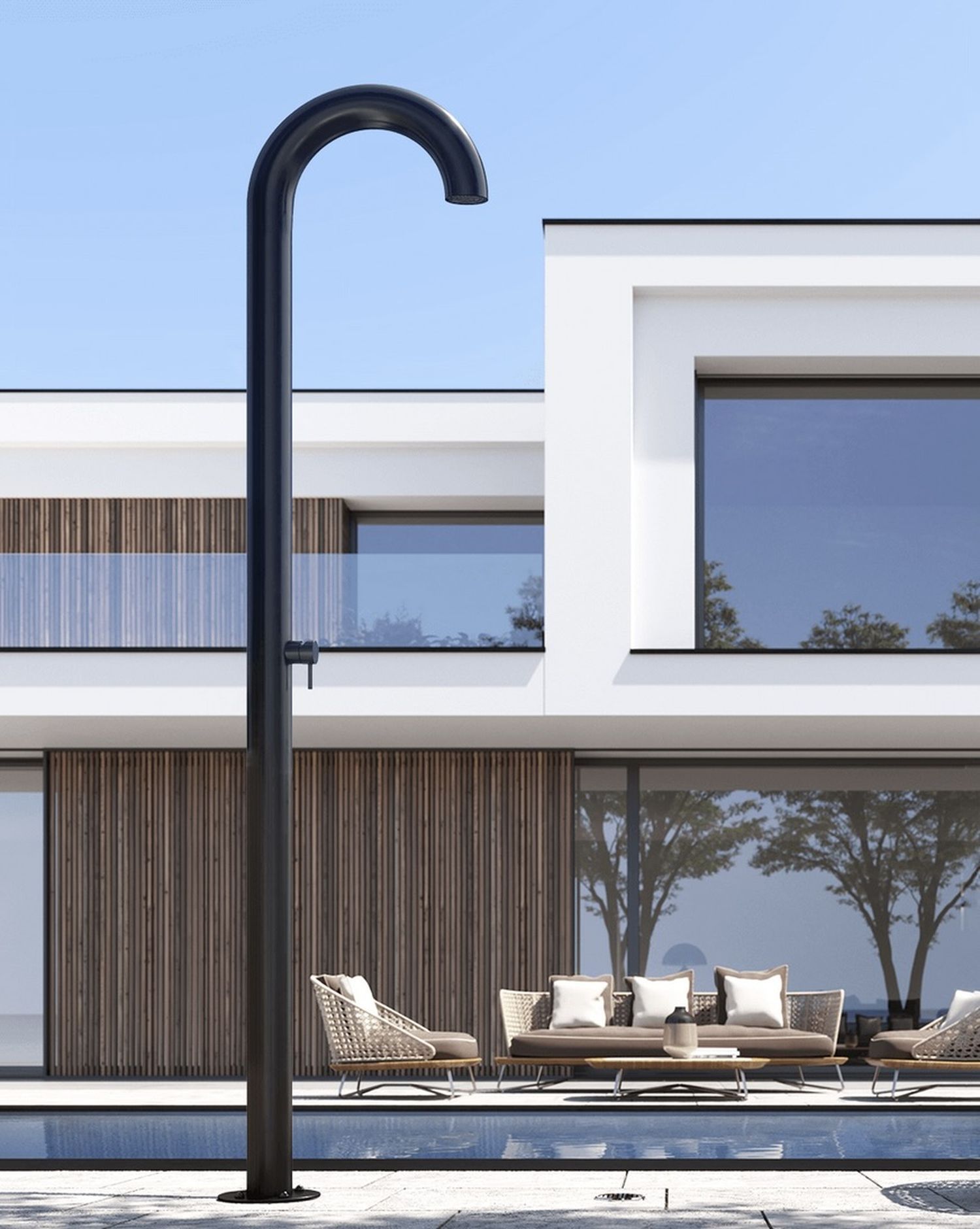 Douche extérieure de piscine design en inox Club C90 de Fontealta