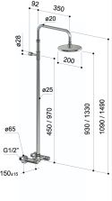 douche extérieure en inox W010 avec mélangeur de Fontealta