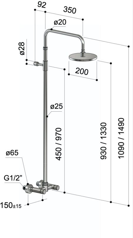 Douche extérieure inox - Waterline - W010- Fontealta