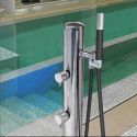 Douche piscine inox avec douchette rince-pieds -  Sping COL90.2